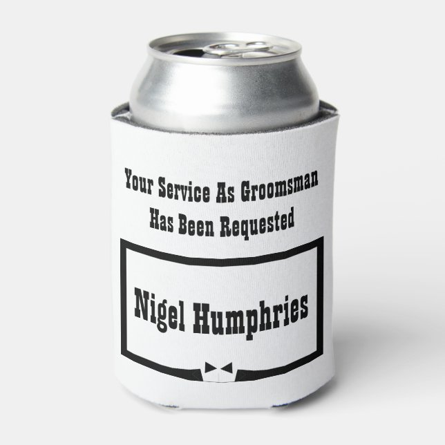 Best Man or Groomsman Invite Can Cooler (Can Front)