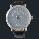 Best Man Personalised Watch<br><div class="desc">Contemporary, modern, simple, unique dusty blue personalised Best Man gift with monogram - initials, name and trendy handwritten calligraphy script.</div>