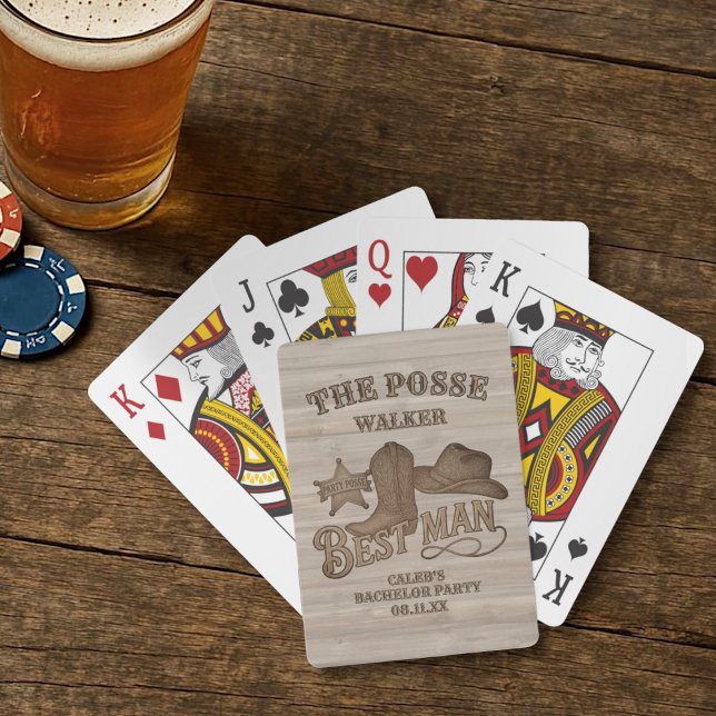 Best Man Posse Rustic Cowboy Bachelor Party Playing Cards (Cowboy Best Man Playing Cards)
