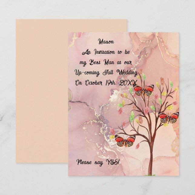 Best Man Request Fall Wedding Card (Front/Back)
