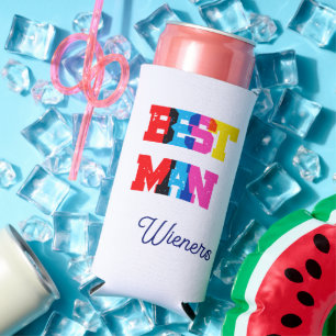 Best Man   Script Style Custom Wedding Seltzer Can Cooler
