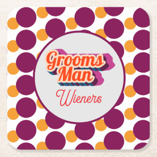Best Man | Script Style Custom Wedding Square Paper Coaster