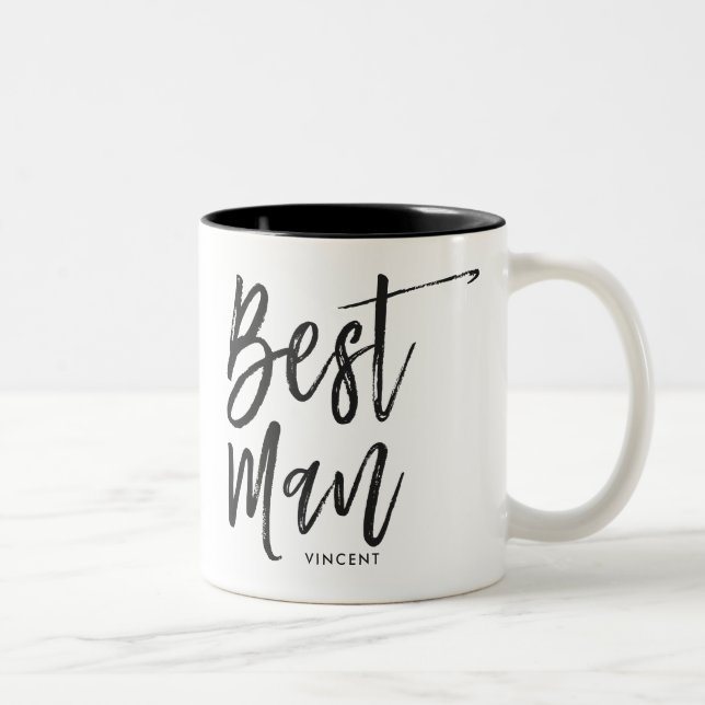 Best Man | Script Style Custom Wedding Two-Tone Coffee Mug (Right)