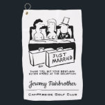 Best Man Shares a Bed with Bride & Groom Funny Golf Towel<br><div class="desc">The Best Man,  or Groomsman,  is in bed with the Bride and and Bridegroom after a wedding. The Bridegroom has to remind him that his wedding duties finished at the wedding reception! Funny towel gift for a golfer.</div>