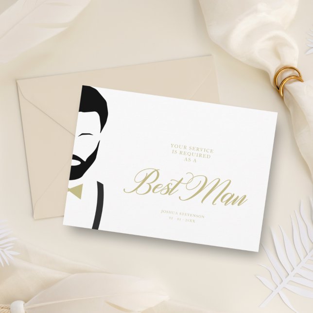 Best Man Silhouette Simple Wedding Proposal Card (Creator Uploaded)