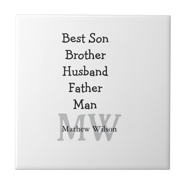 Best man son husband dad quotes add name text ceramic tile (Front)