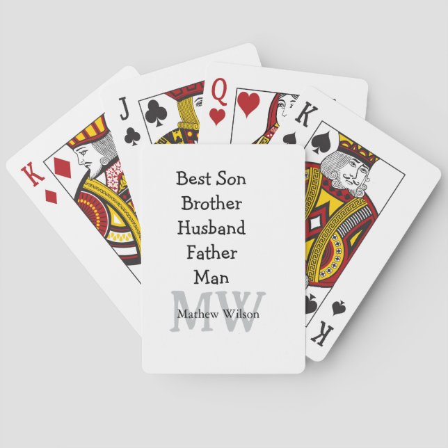 Best man son husband dad quotes add name text playing cards (Back)