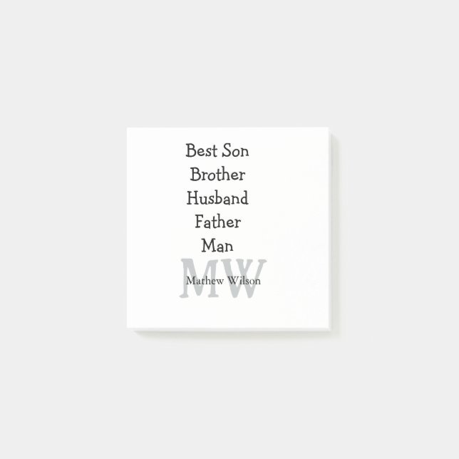 Best man son husband dad quotes add name text post-it notes (Front)