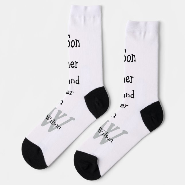 Best man son husband dad quotes add name text socks (Left)