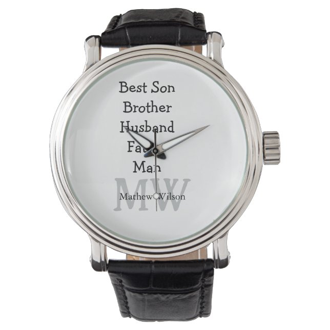 Best man son husband dad quotes add name text watch (Front)