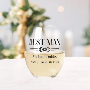 Best Man Stemless Wine Glass