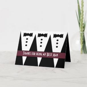 BEST MAN Thank You - Three Tuxedos - Customisable Card