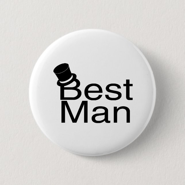 Best Man Top Hat 6 Cm Round Badge (Front)