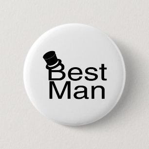 Best Man Top Hat 6 Cm Round Badge