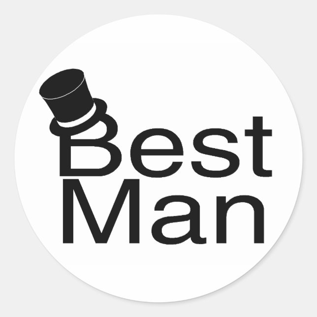 Best Man Top Hat Classic Round Sticker (Front)