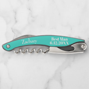 Best Man Turquoise Wedding Corkscrews