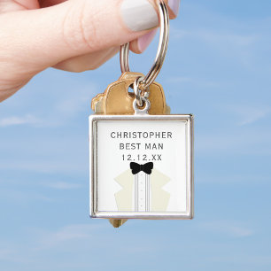 Best Man Tuxedo Wedding Black Tie Keychain