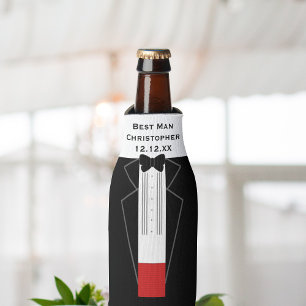 Best Man Tuxedo Wedding Bridal Party Bottle Cooler