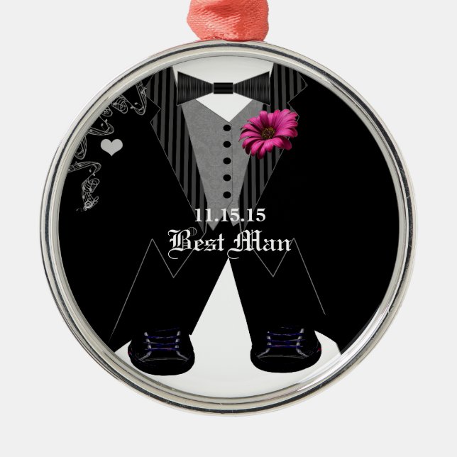 Best Man Tuxedo Wedding Holiday Ornament (Front)