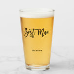 Best Man typography/name/black gift Glass<br><div class="desc">Your Best Man plays a very important role on your wedding day and here’s a stylish way to show your appreciation! This glass has Best Man in an elegant script typography,  and his name which you can easily personalise,  will show how much you care.</div>