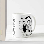 Best Man Warning to Bridegroom Coffee Mug<br><div class="desc">Church service humour. The Best man,  or Groomsman,  at a Wedding tells the Bridegroom to be careful how he answers the Wedding Vows,  as the Vicar has to take his first answer. Funny wedding cartoon by UK cartoonist Nigel Sutherland. Gift for a priest or wedding goer perhaps.</div>