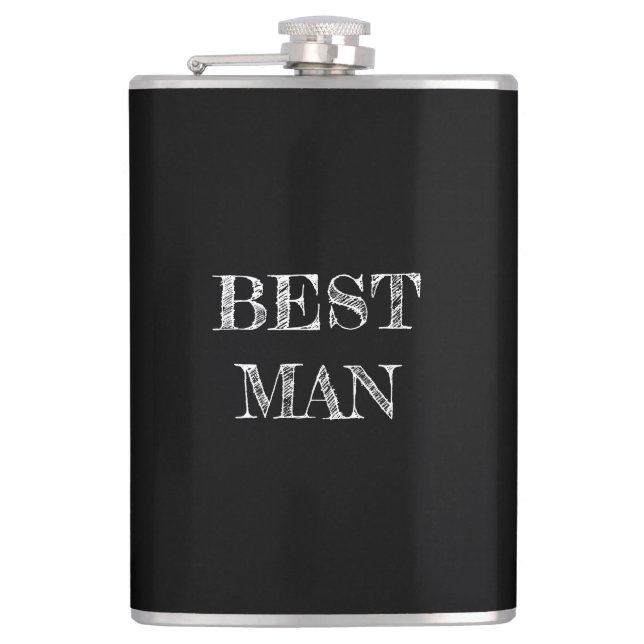 Best Man Wedding Black Whisky Flask (Front)