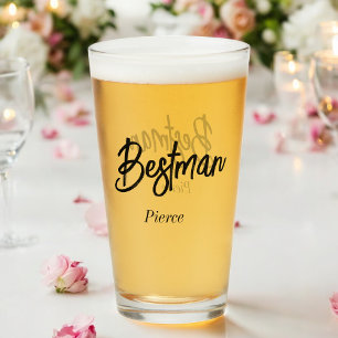 Best Man Wedding Black White Groomsman  Glass