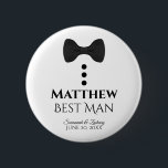Best Man Wedding Button Name Tag<br><div class="desc">These fun buttons are designed as a gift for your best man. Perfect for identifying them at a wedding shower or rehearsal dinner. The buttons feature an image of a black tie with three buttons. The text reads "Best Man" and has a space to enter his name as well as...</div>