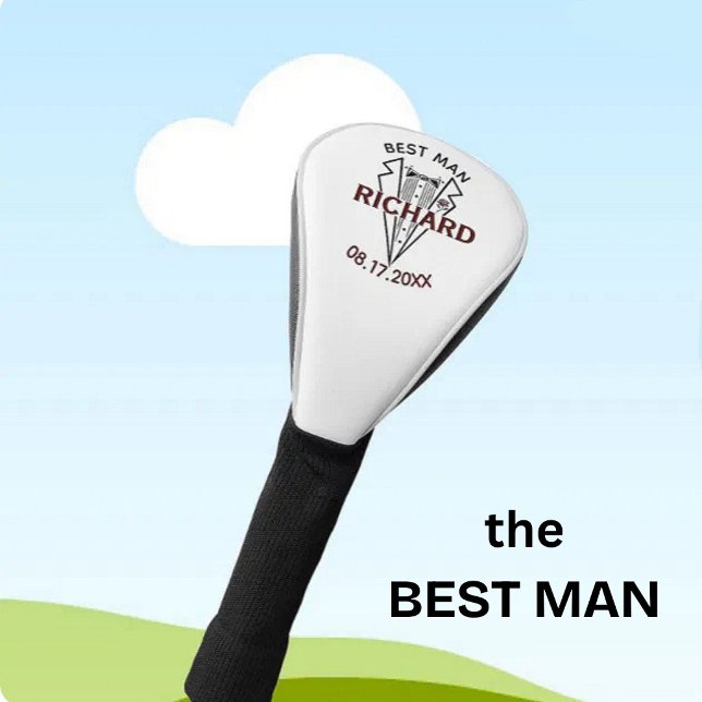 Best Man Wedding Custom Name Date Gift Golf Head Cover (Creator Uploaded)
