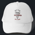 Best Man Wedding Custom Name Date Gift Trucker Hat<br><div class="desc">This unique hat is designed as a gift for your Best Man. Features a unique layering of the name which gives it the feeling of depth. The text reads "Best Man" along with the date of the event. Great way to thank him for being a part of your wedding party....</div>