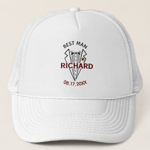 Best Man Wedding Custom Name Date Gift Trucker Hat