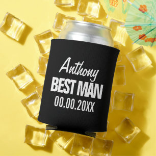 Best Man wedding favour can cooler for groomsmen