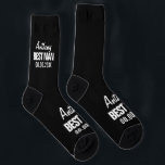 Best Man wedding favour socks gift for groomsmen<br><div class="desc">Best Man wedding favour socks gift for groomsmen. Personalised thank you and proposal gifts from groom to groomsman. Great for asking special friends and family members. Add your own name and date of marriage. Black and white modern typography design template.</div>