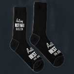 Best Man wedding favour socks gift for groomsmen<br><div class="desc">Best Man wedding favour socks gift for groomsmen. Personalised thank you and proposal gifts from groom to groomsman. Great for asking special friends and family members. Add your own name and date of marriage. Black and white modern typography design template.</div>