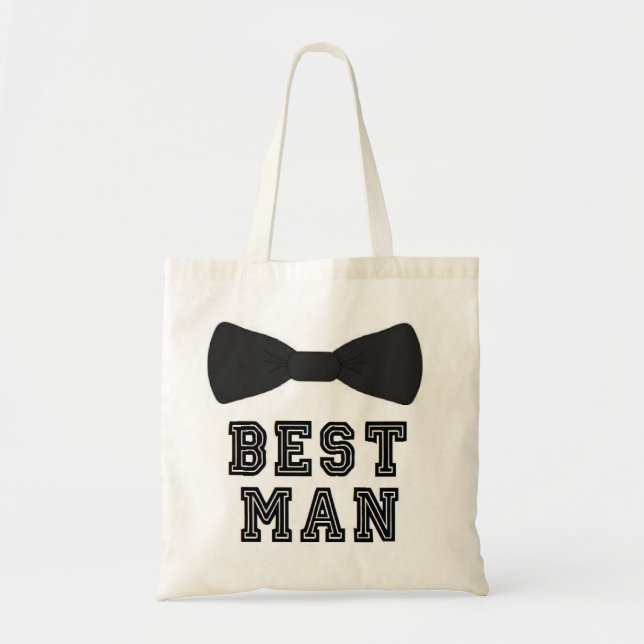 Best man wedding groomsmen bow tie tote bag (Front)