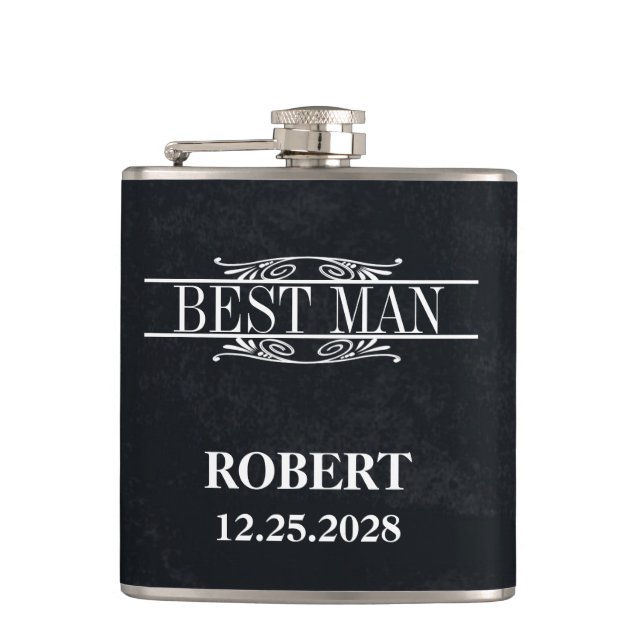 Best Man Wedding Hip Flask (Front)