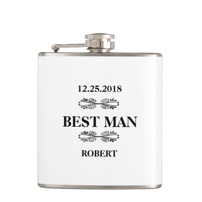 Best Man Wedding Hip Flask (Front)