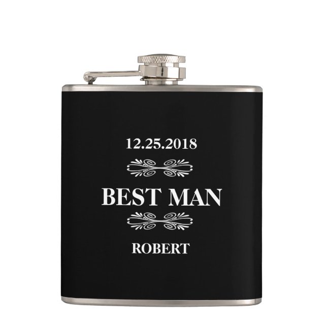 Best Man Wedding Hip Flask (Front)