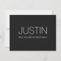 Best Man Wedding Modern Black/White Proposal Card