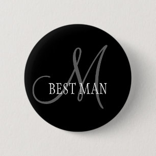 Best Man Wedding Monogram Button