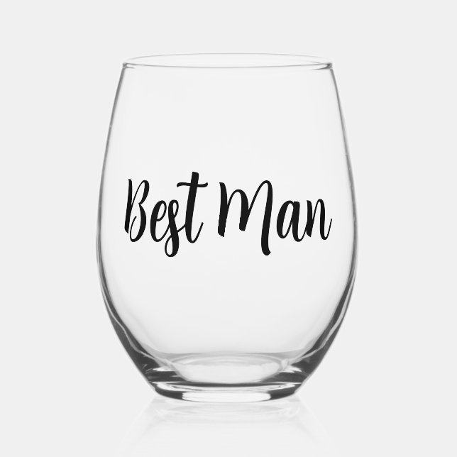 Best Man Wedding Stemless Wine Glass (Front)