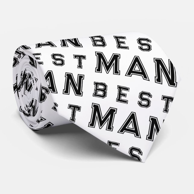 Best Man White Black Tie (Rolled)