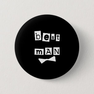Best Man White on Black 6 Cm Round Badge