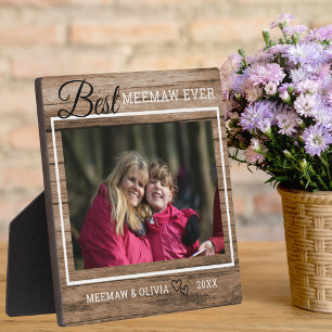 Best Meemaw Ever Custom Photo Rustic Wood   Plaque