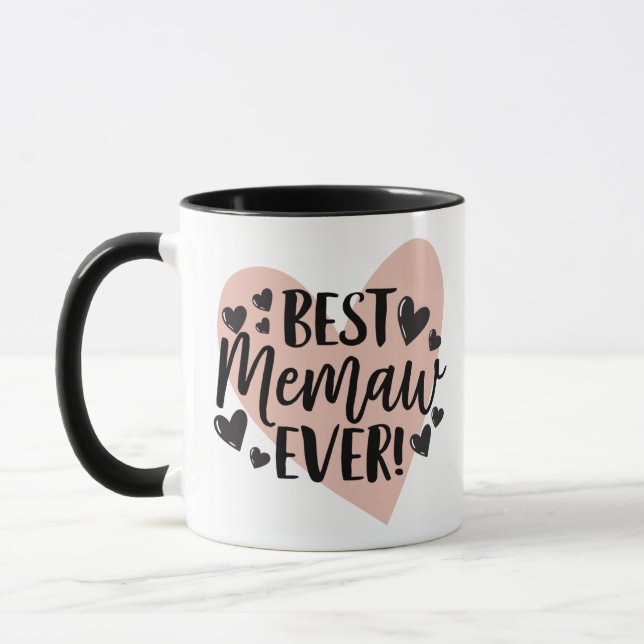 Best Memaw Ever Black Pink Heart Mug (Left)