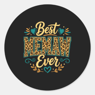 Best Memaw Ever Leopard Grandma Classic Round Sticker