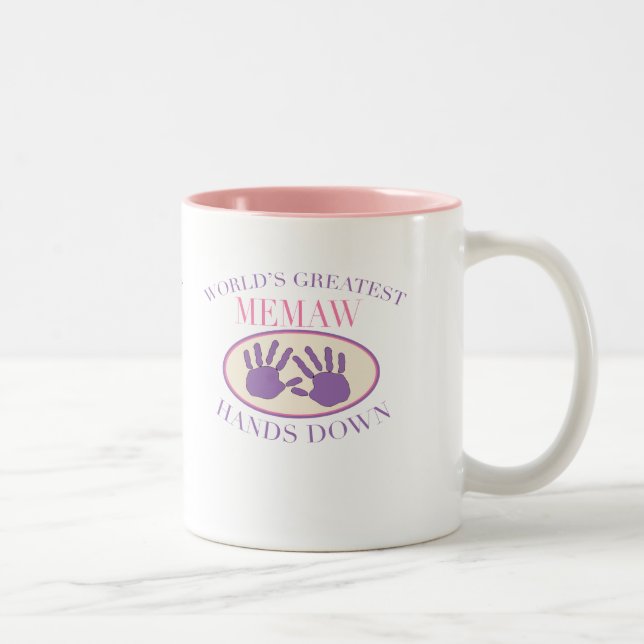 Best Memaw Hands Down T-shirt Two-Tone Coffee Mug (Right)