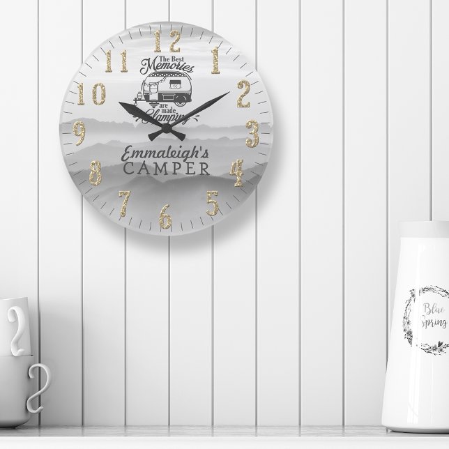 Best Memories Made Glamping Camper Custom Large Clock (Creator Uploaded)