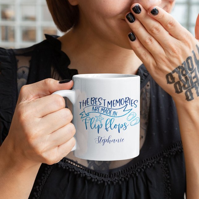 Best Memories Made in Flip Flops Personalised Coffee Mug (Best Memories Are Made in Flip Flops)