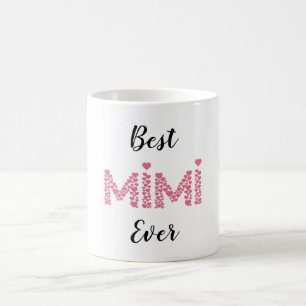Best Mimi Ever Pink Hearts Cute Personalised Coffee Mug